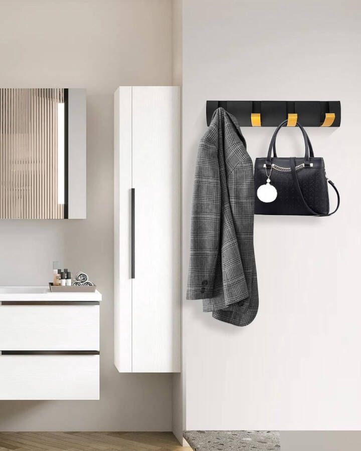 4-haken garderobehaken moderne zwart-gouden kapstokhaken opvouwbare kledinghaken voor jassen mantels sjaals handtassen paraplu's en meer