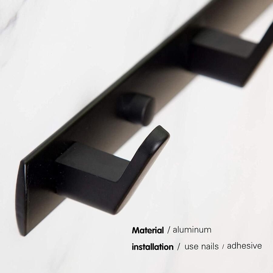 4 haken zwart handdoekhaken badkamer mat wandhaken metalen haak kapstok muur