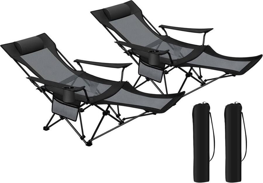 Rootz Living Rootz 4-in-1 Camping Lounger Chair Outdoor Recliner Verstelbare Lounge Chair Veelzijdig lichtgewicht duurzaam 156 cm x 71 cm x 84 cm (liggend) - Foto 2
