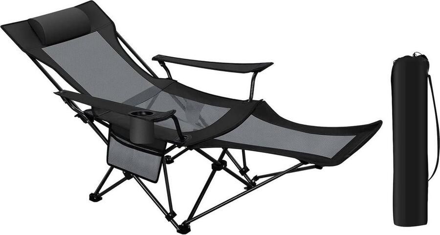 Rootz Living Rootz 4-in-1 Camping Lounger-stoel Verstelbare fauteuil Buitenstoel Veelzijdig draagbaar duurzaam 600D Oxford-stof 156 cm x 71 cm x 84 cm (liggend)