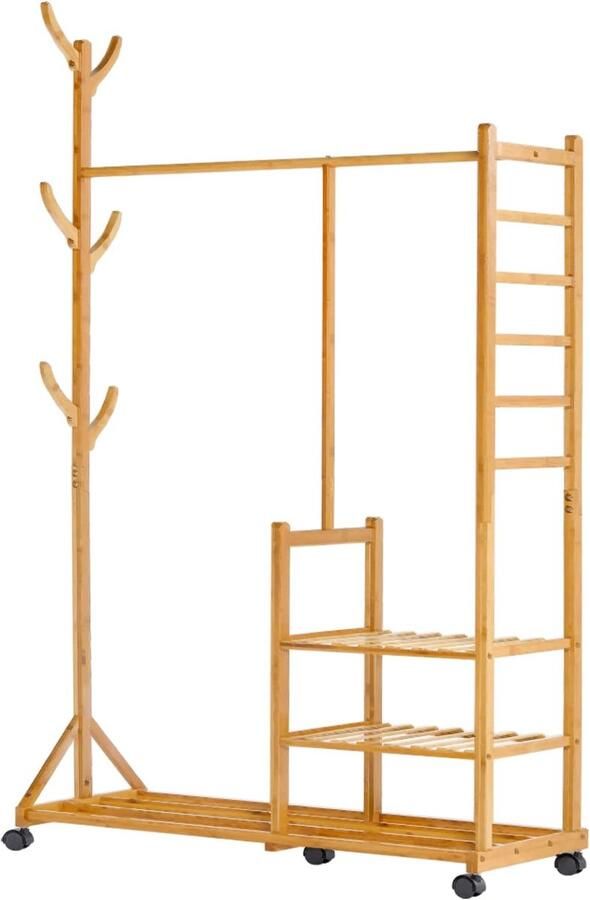 4-in-1 kledingrek van bamboe multifunctioneel 1 stuk bamboe