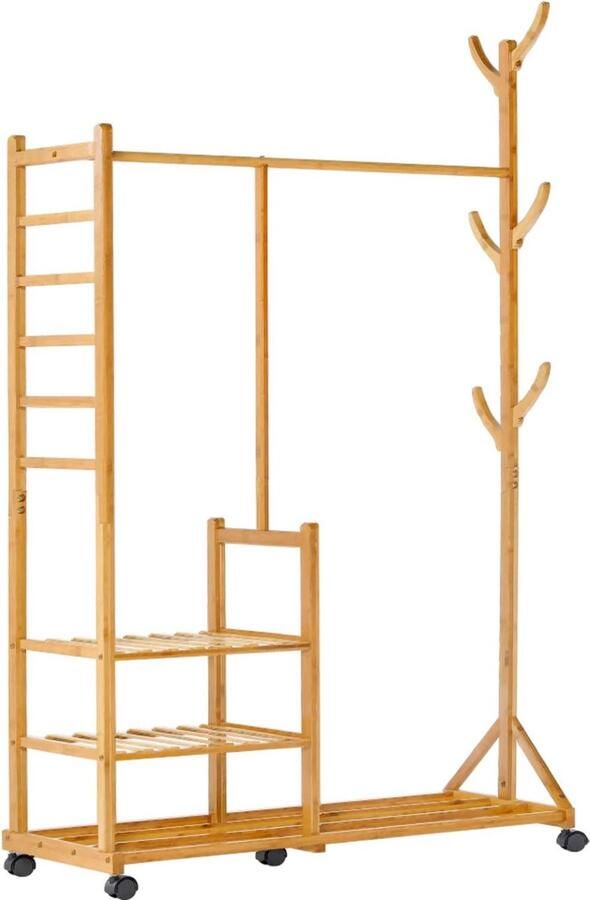 4-in-1 Kledingrek van Bamboe Multifunctioneel 1 stuk Natuurlijke kleur Bamboe