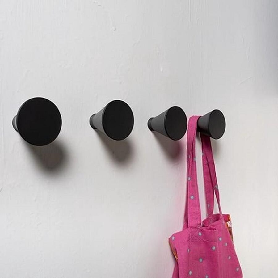 4 Kapstok muur kapstokhaken wandkapstok design kinderkamer kledinghaak kinderkapstok haakjes wandhaken voor in de badkamer hal of slaapkamer en kinderkamer (ZWART)