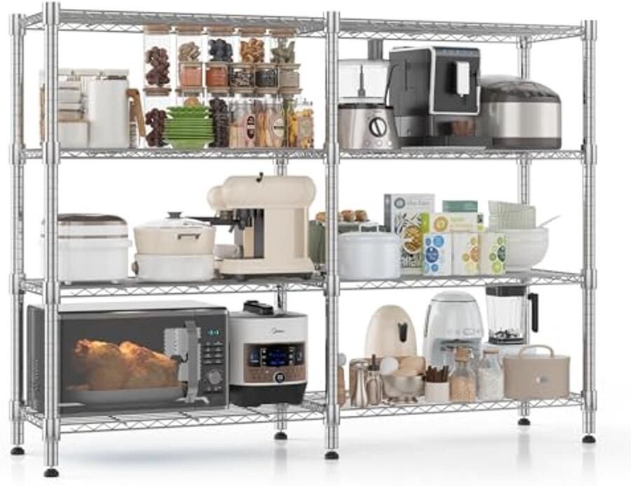 4-laags verstelbaar metalen opbergrek 152x35x152 cm grote capaciteit ideaal voor garage keuken of slaapkamer