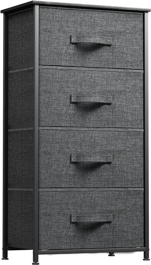 4-laden dressoir in grijs Zachte stoffen opbergvakken Voor elke ruimte