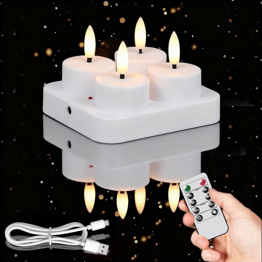 4 Led-theelichtjes met timer afstandsbediening vlamloze ledkaarsen elektrische flikkerende theelichtjes op batterijen voor thuis kamer tafel Halloween kerstdecoratie
