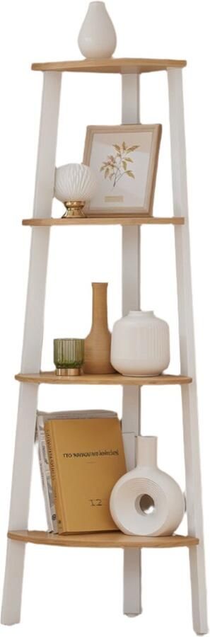 4 Level Corner Shelf Bookshelf Conductor Shelf Space-Saving Design 33.4 x 33.4 x 125 cm