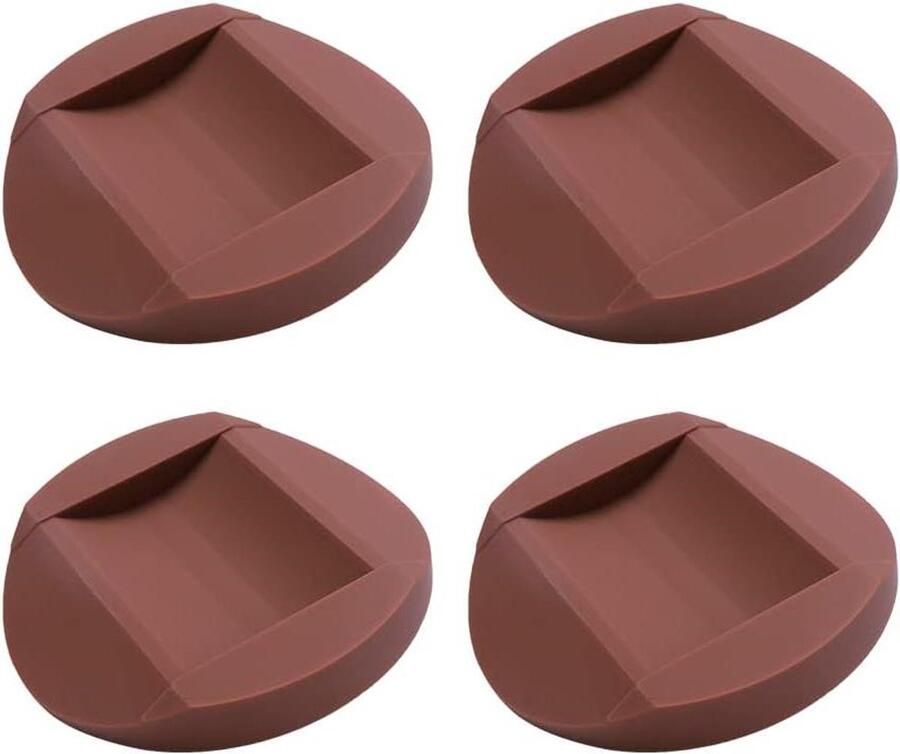4 Meubelonderzetters met Rubberen Antislip Voetjes voor Vloerbescherming Set van 4 Anti-glijdend Bruin Geschikt voor Bedden Sofa's Stoelen Ook voor Wielen van Meubels
