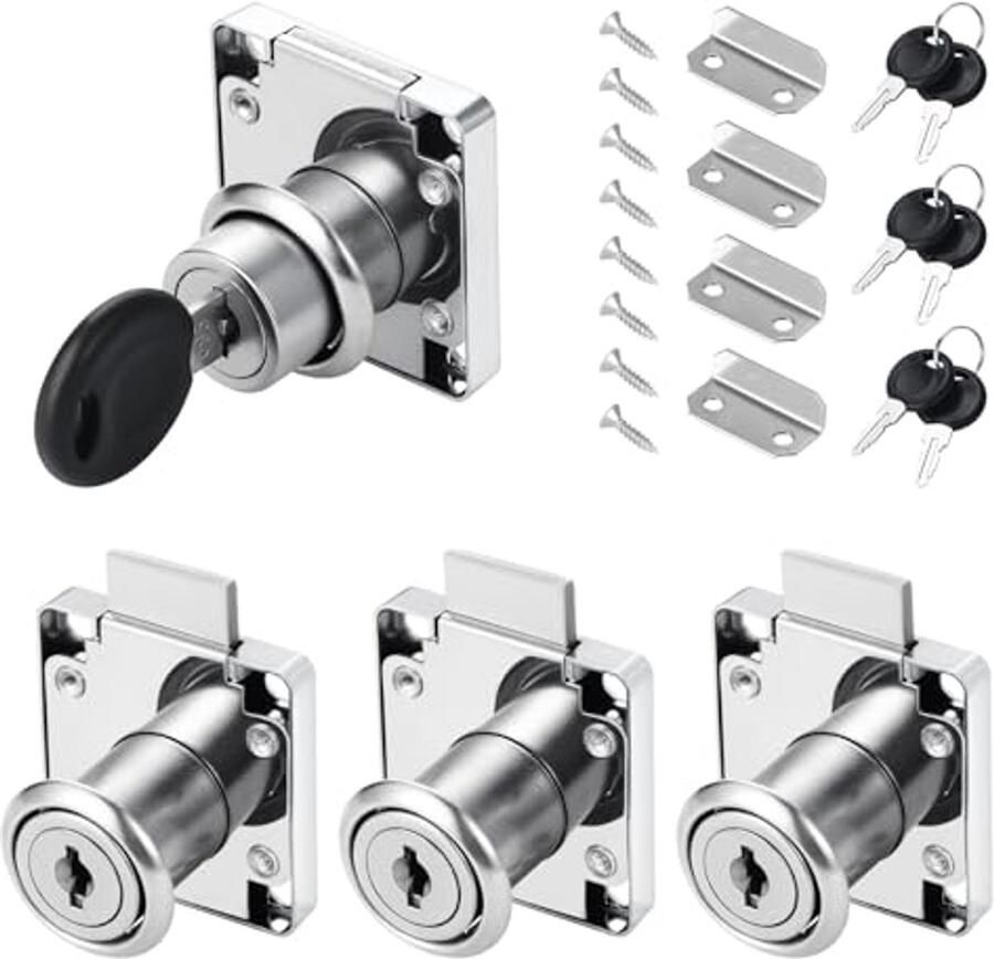 4 Nokkensloten voor Lades en Kasten 22 mm Zilver Duurzaam en Veilig