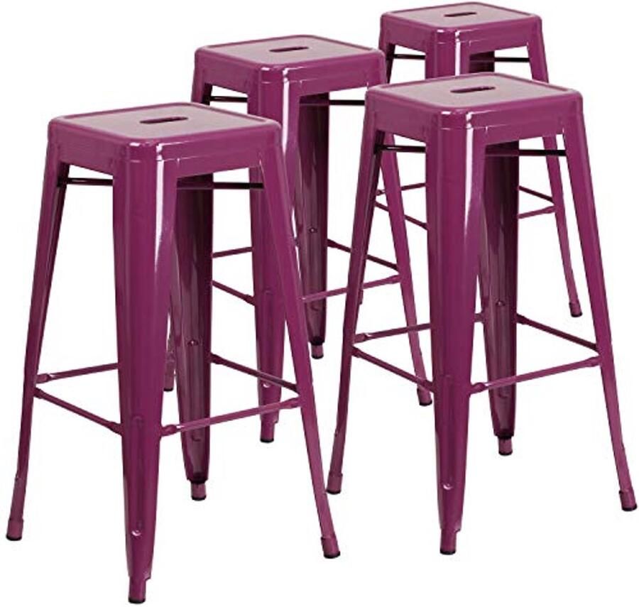 4-Pack 30 Hoge Backless Paars Barkrukken voor Binnen en Buiten