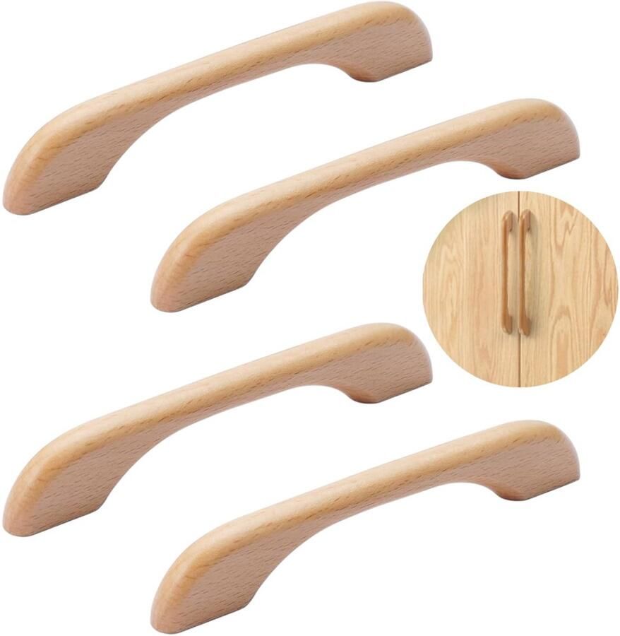 4-pack houten handgrepen kastgrepen meubelgrepen kastdeurgrepen ladegrepen geschikt voor keuken woonkamer en slaapkamer 160mm