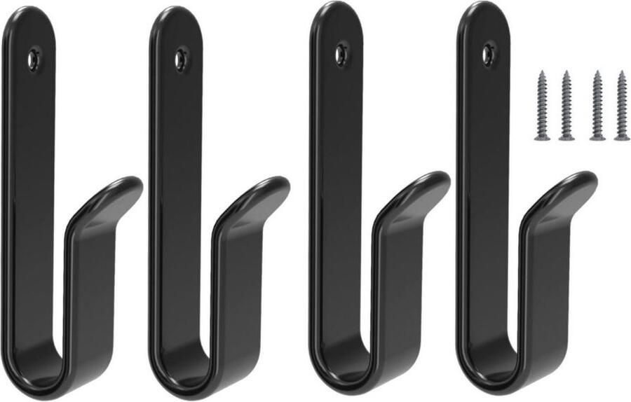 4-Pack kapstokhaken Metalen hanger enkele haak Kapstokhaak met schroeven Aan de muur gemonteerde dubbele haak Aan de muur gemonteerde zware kapstokhaak Stevige metalen hangerhaak Geschikt voor badkamer slaapkamer (zwart)