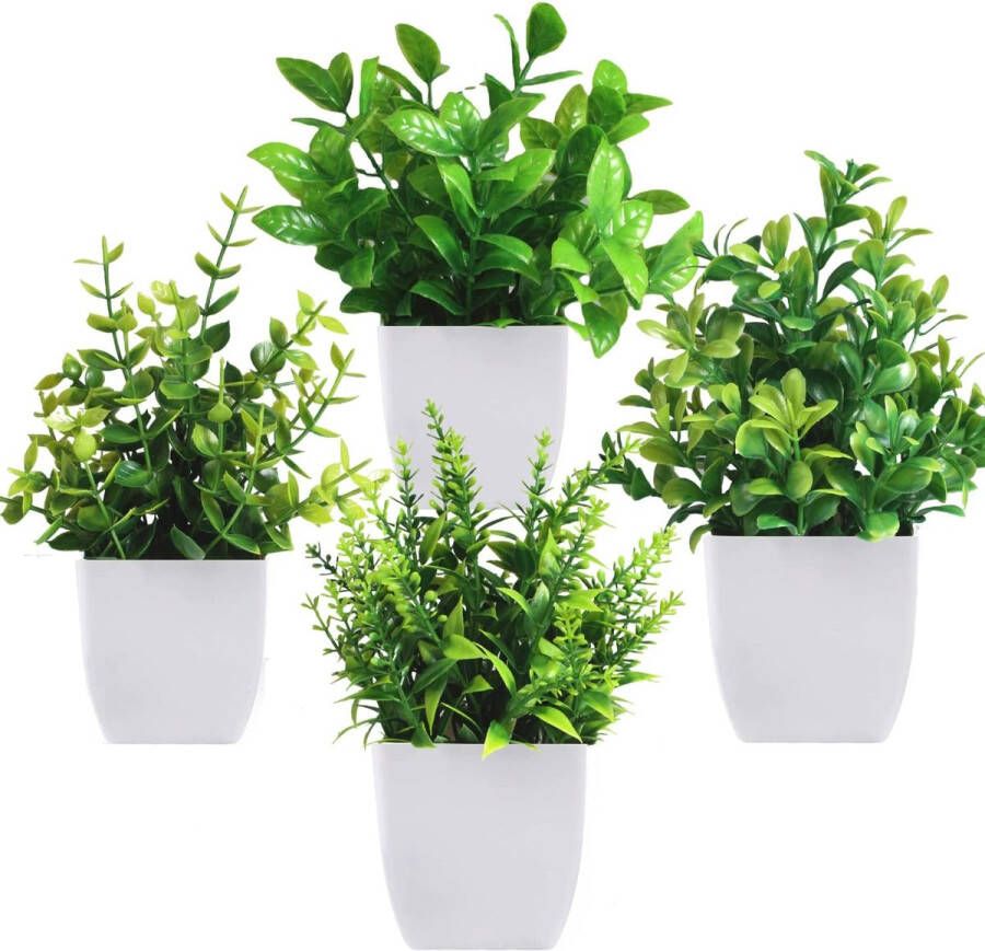 4 Pack Kunstplanten Mini Kunstmatig Groen Potplanten Plastic Nep Planten Voor Thuis Boerderij Kantoor Tafel Decoratie