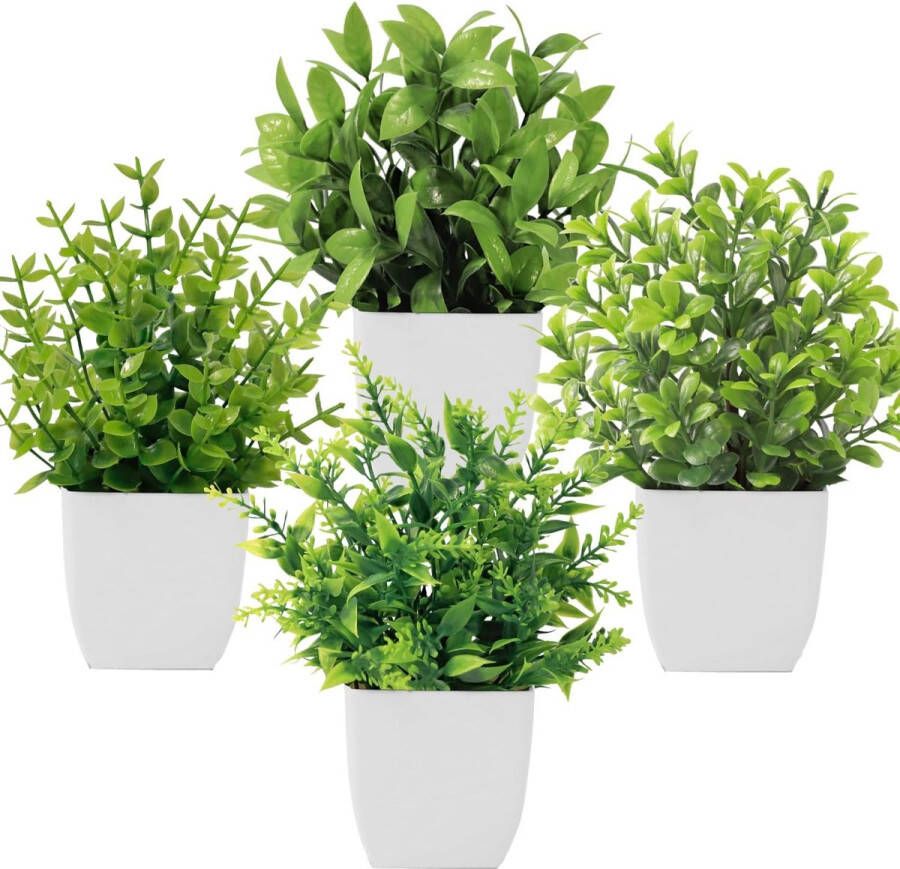 4 Pack Kunstplanten Mini Kunstmatig Groen Potplanten Plastic Nep Planten Voor Thuis Boerderij Kantoor Tafel Decoratie