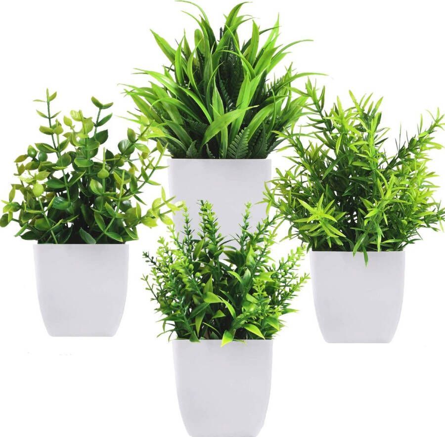 4 Pack Mini Kunstplanten Groen Ingemaakte Plastic Nep Planten voor Thuis Badkamer Kantoor Tafel Decor