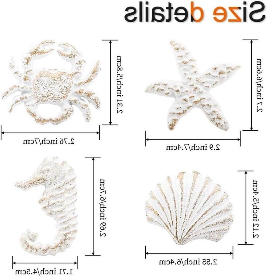 Retro Oceaan Thema Kast Knoppen 4 Pack Gietijzeren Dresser Kast Kledingkast Keuken Strand Handvat Single Hole Gat Zeepaardje Zeesterren Krab Handgrepen Wit