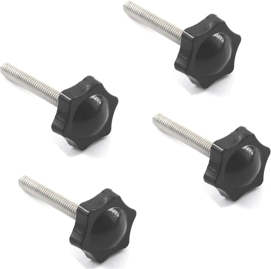 RVS M12x60mm Mannelijke Draad Ster Hand Knop Set van 4 Duimschroef voor Aanscherping 48mm Hand Aanscherping Knop Hoofd