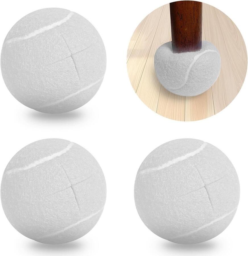 4-pack tennis kruisopening tafel- en stoelpoot hoezen stille krukvoetkussens anti-beweging en antislip voethoezen voor meubelpoten en vloerbescherming-Wit
