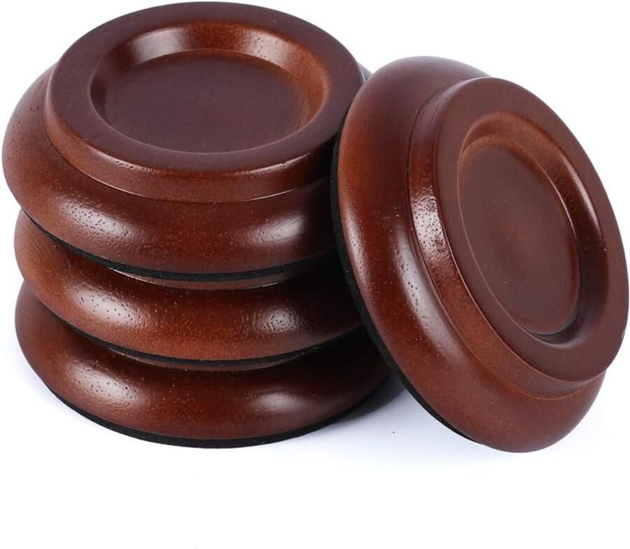 4-Pack Voetkussentjes voor staande piano van massief hout Voetkussentjes voor meubelen slaapbanken en stoelen Antislip geluiddempende viltkussentjes Geschikt voor beschermers van houten vloeren (bruin)
