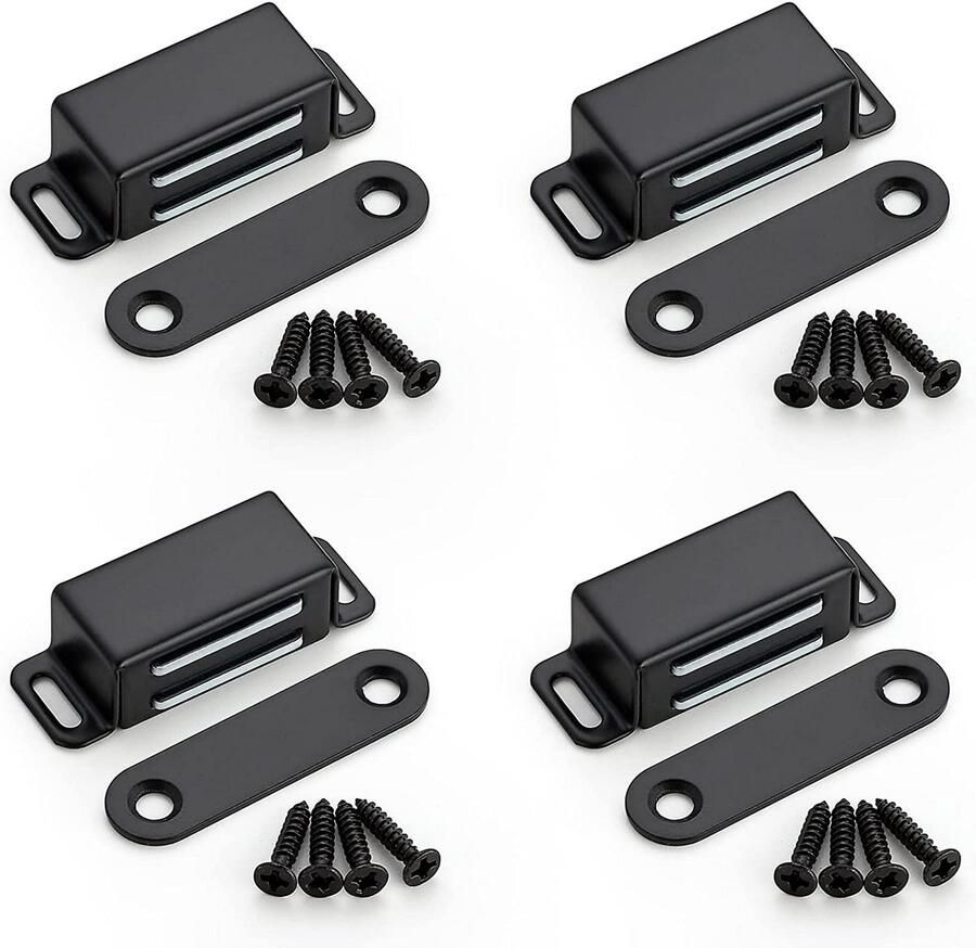 4-pack zwarte magnetische deursluitingen geborstelde satijnnikkel kastmagneten sterke magnetische deursluitingen voor kasten roestvrijstalen magnetische sluitingen voor keukenkasten ladekast en kledingkast