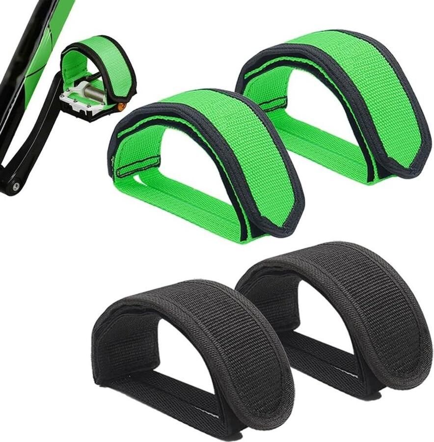 4 Pcs Adjustable Non-Slip Double Self Adhesive Bike Pedal Straps Heavy Duty Nylon Footrest for Bicycle Fixed Gear Home or Outdoor Use