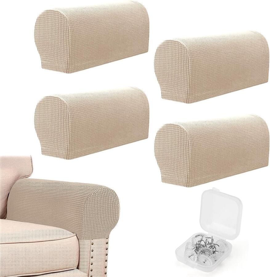 4 Pcs Armchair Covers Sofa Armrest Protectors Stretch Armchair Covers voor Arms Non Slip Armrest Covers voor Stoelen