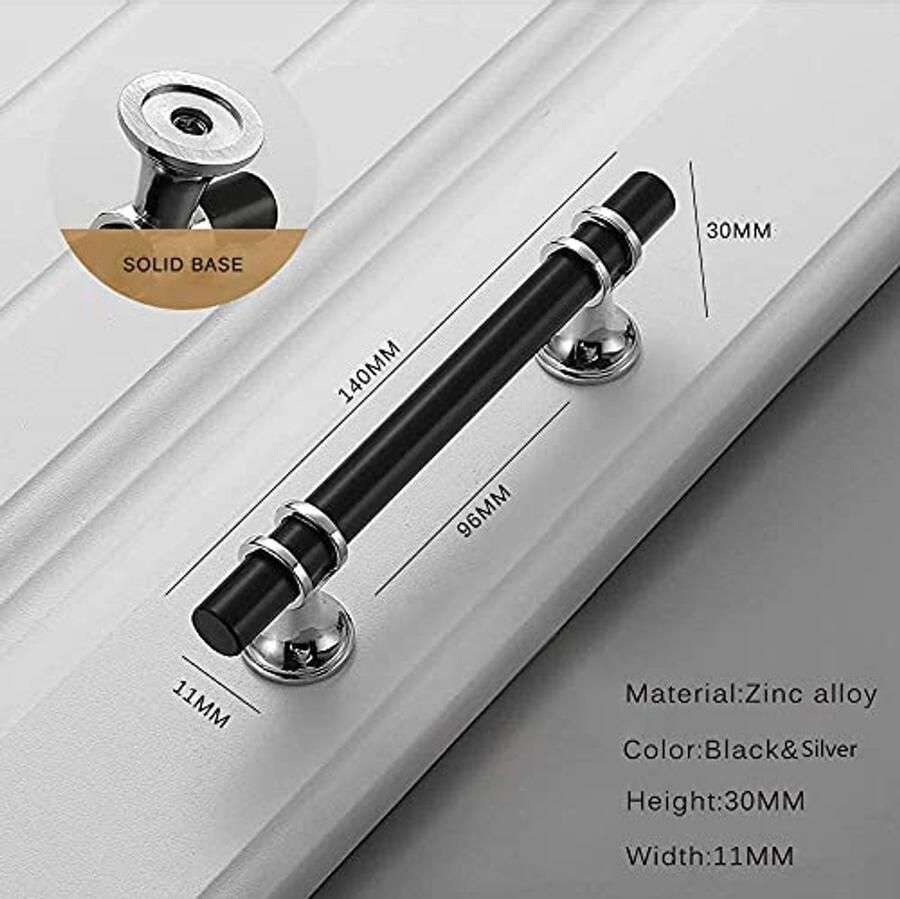 4 Pcs Furniture Handles Black Kitchen Handles Door Handle Door Stick Kitchen Furniture Aluminium Alloy with Screws for Cupboard Drawer Bedroom Furniture (96mm)