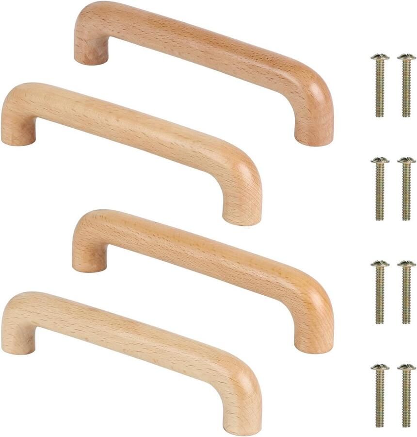4 Pcs Furniture Handles Moderne Houten Meubels 128mm Ladeknoppen Keuken Kasten met Schroeven Gebogen Handgrepen voor Keuken Meubels Laden