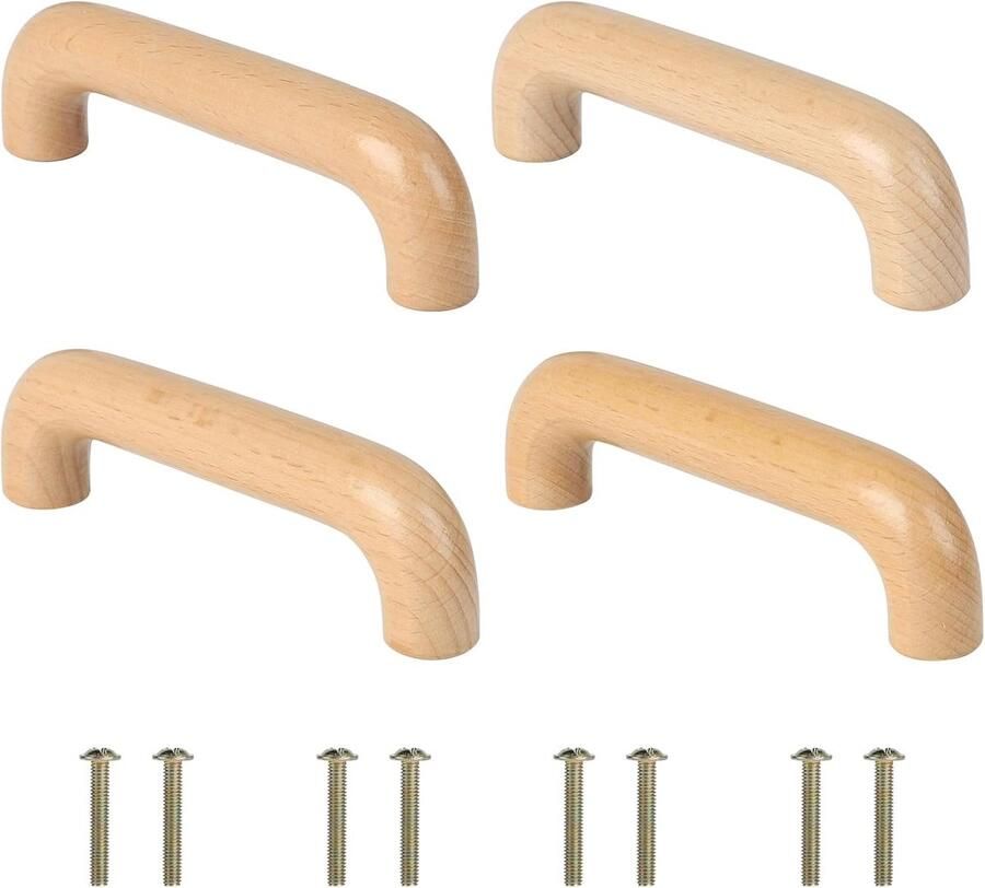 4 Pcs Furniture Handles voor Moderne Houten Meubels 96mm Ladeknoppen voor Keukenkasten met Schroeven Gebogen Handgrepen voor Keukenlades en Meubels
