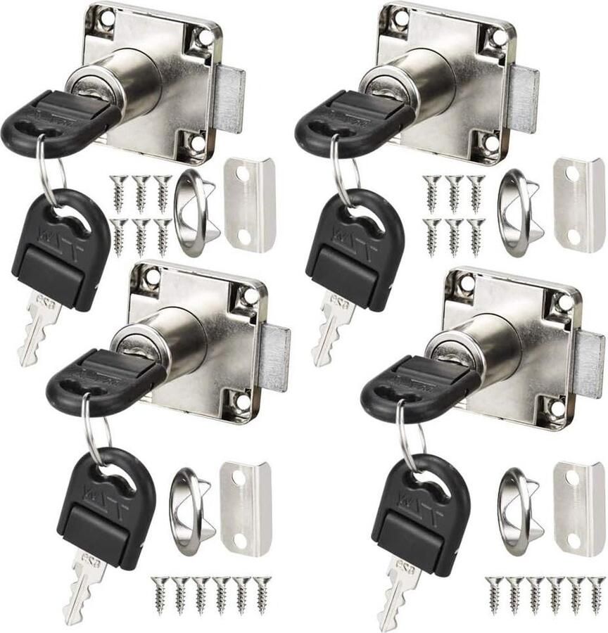 4 Pcs Furniture Lock Screw Lock with Key Zinc Alloy Cylinder Mailbox Lock Set for Cabinets Drawers Desk