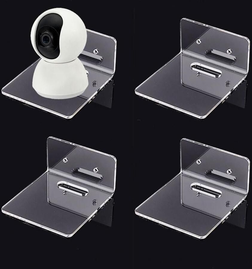 4 Pcs Wandplanken Acryl Vloeiende Planken Kleine Heldere Plank met Rand Zelfklevende Hangplanken voor Slimme Speakers en Actiefiguren met Kabelclips en Lijm