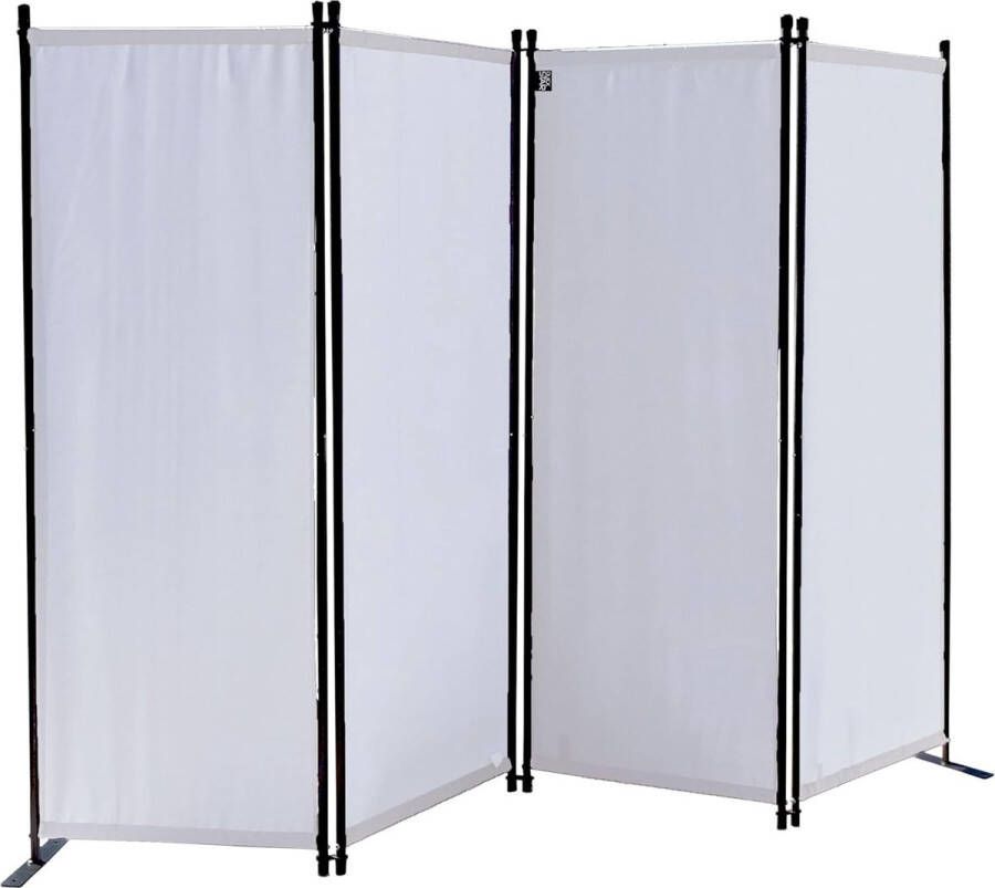 4-Piece Screen 165 x 220 cm Fabric Room Divider Balcony Divider Folding Privacy Screen White