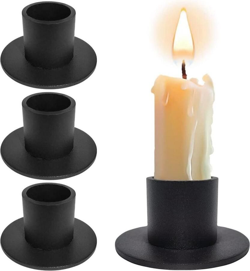 4 Pieces Retro Candle Holders-Round Candle Holders for Dining Table Party Wedding Valentine's Day