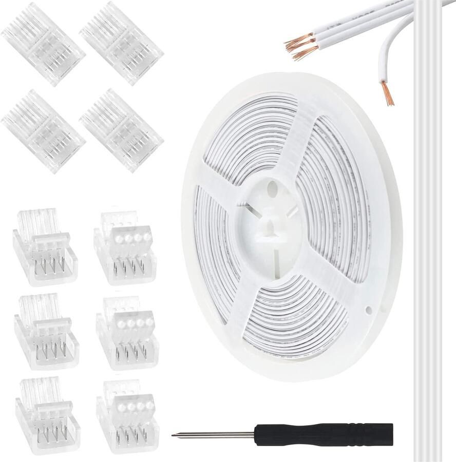 4-polige LED-strip connectoren en verlengkabel 10 stuks 10 m RGB LED verbindingskabel