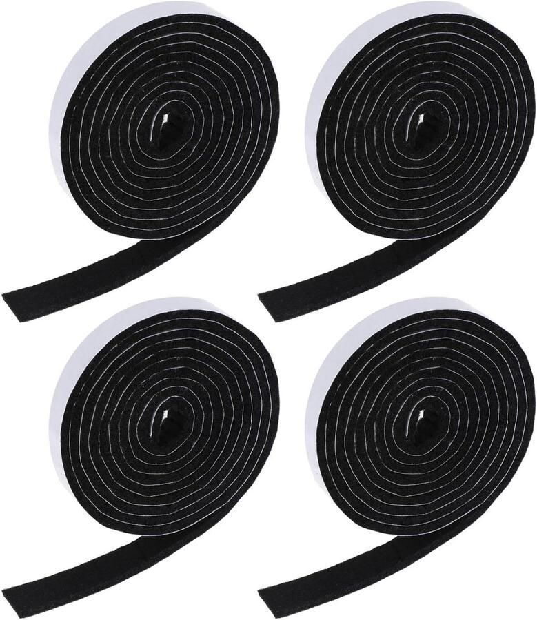 Felt Strip with Self Adhesive Backing Non-Slip Furniture Pads Cuttable Felt Tape for Protecting Furniture Surfaces Chair Wall Hardwood Floor (1 2x150cm Black) Set of 4