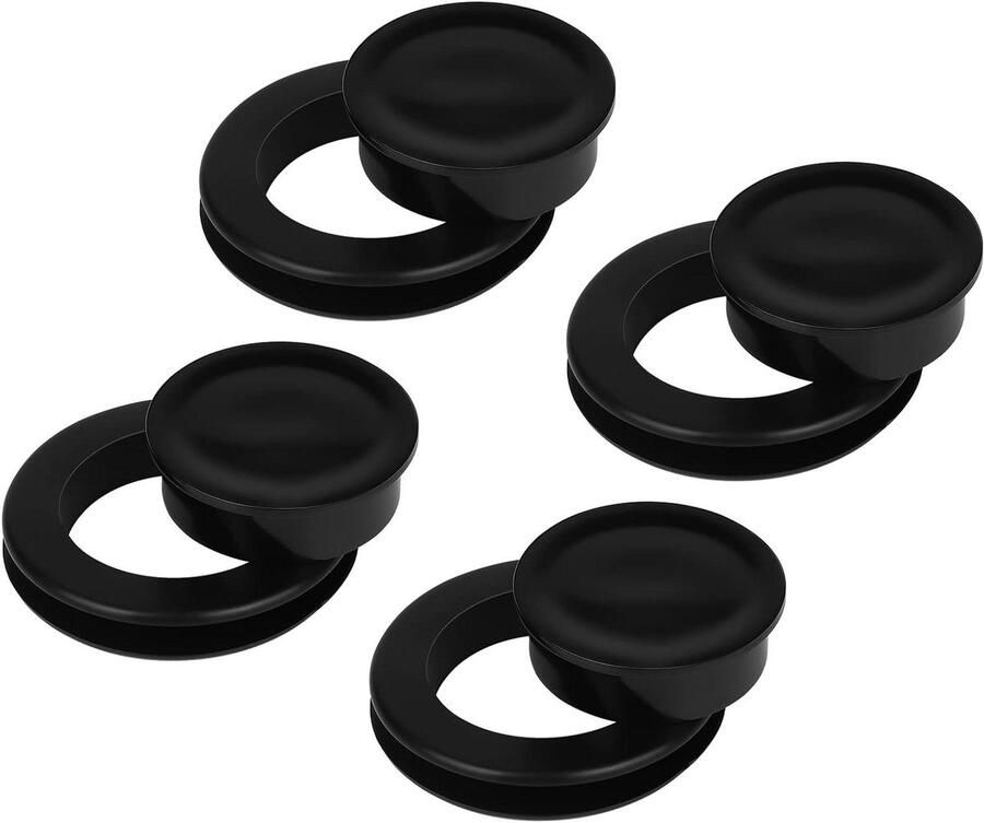 4 Sets 2 Inch 5 cm Paraplu Gat Ring Plug en Cap Set voor Glas Terras Tuin en Strand Tafel (Zwart) Standaard Formaat Siliconen Paraplu Gat Plug en Dop