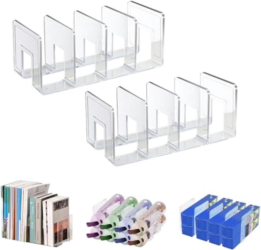 4 Slots Acryl Tijdschrift Houder Desk File Sorter Organizer Rack 2 Pack