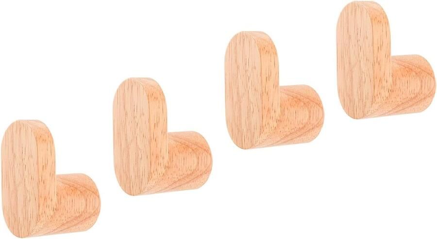 4 St Houten Wandhaken Wandgemonteerde Kapstokhaken met Schroeven Expansiebuizen Tashanger Decoratieve Tashouder voor Aan de Muur Kledingrek voor Hoed Rugzak Handdoek Kleding (Ovaal)