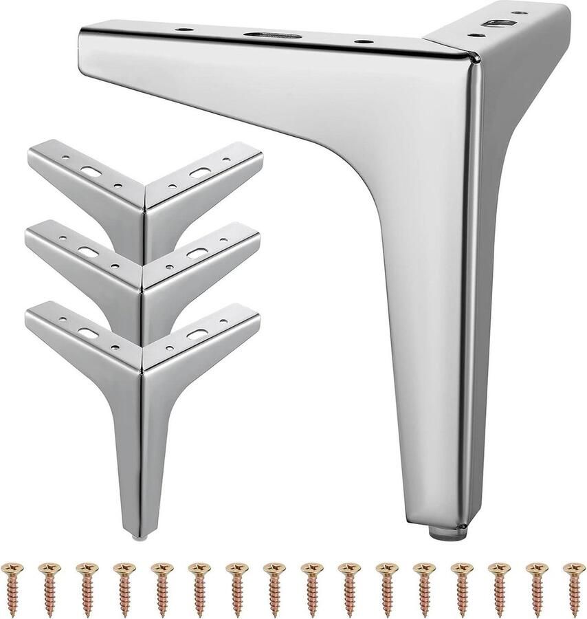 4 STKS Metalen Meubelbenen Sofa Poten Moderne Metalen Driehoek Meubelvoeten DIY Vervanging voor Kast Sofa Chair Zilver 6 inch 15 cm