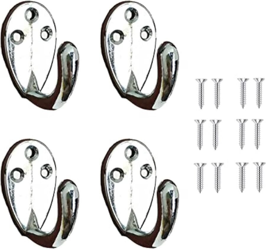 4 STKS Wandmontage Haken Kapstokken Retro Deur Robe Haak voor Opknoping Handdoek Kleding Hoed Key Cup Enkele Metalen Haak Doek Hanger voor in Slaapkamer Badkamer Keuken Kast (met 12 Stuks Schroeven)