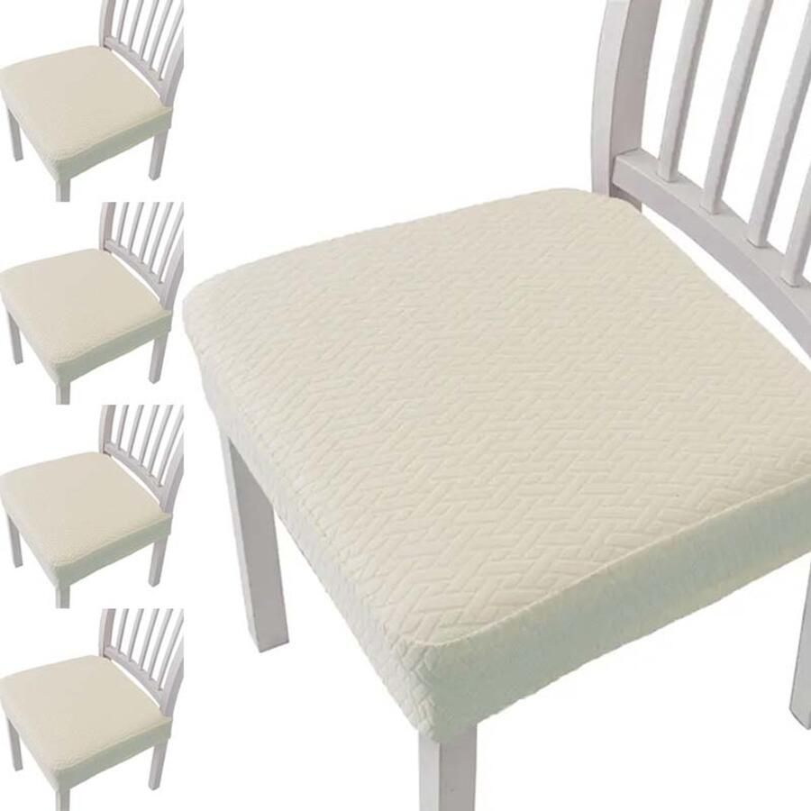 4 stoelhoezen stretchhoezen universele stoelhoezen eetkamerstoelhoezen afneembare en wasbare stoelhoezen voor eetkamer hotel en feest (beige)