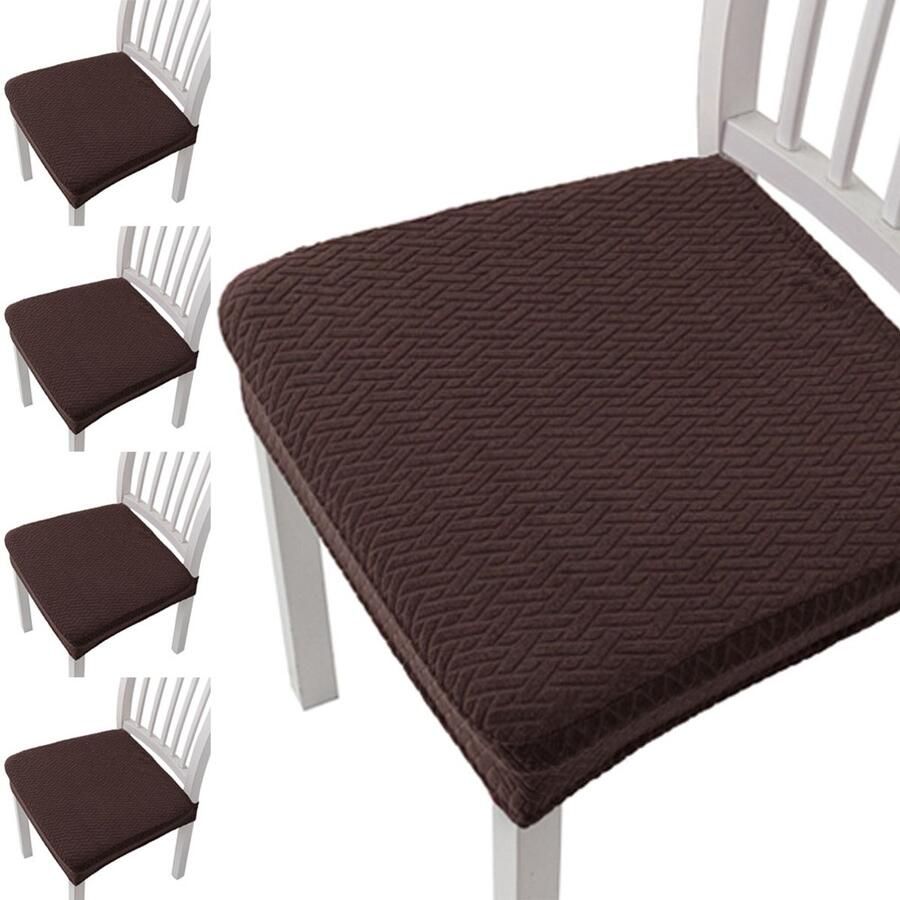 4 stoelhoezen stretchhoezen universele stoelhoezen eetkamerstoelhoezen afneembare en wasbare stoelhoezen voor eetkamer hotel en feest (bruin)