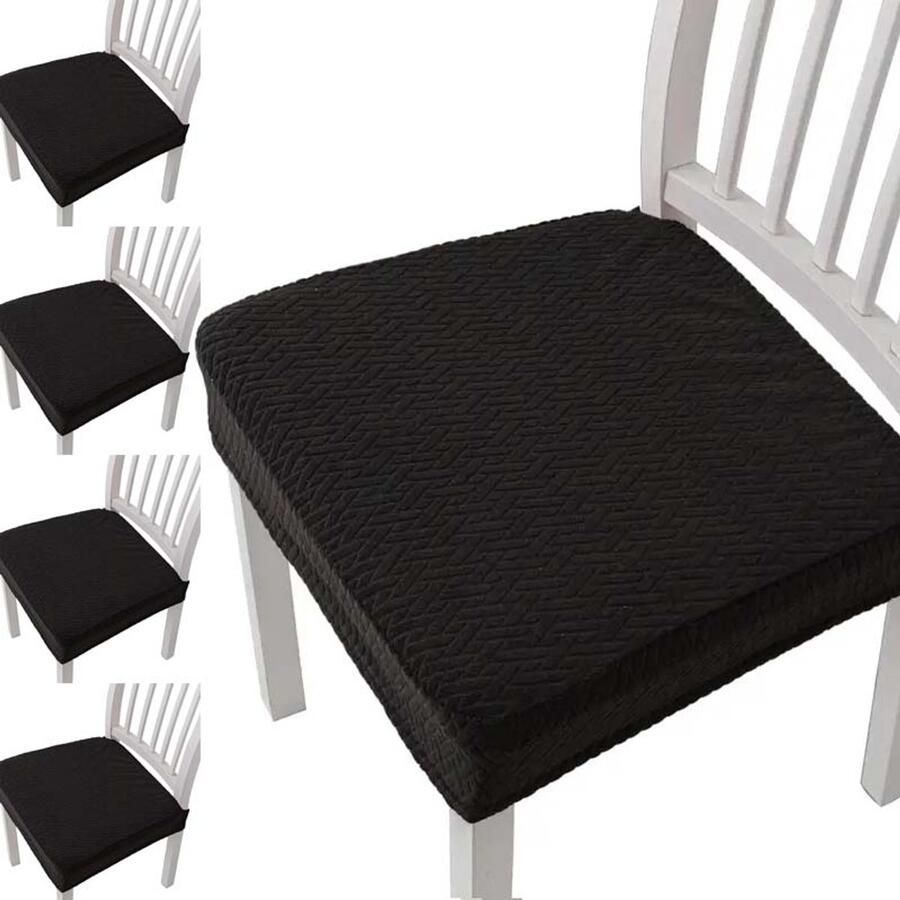 4 stoelhoezen stretchhoezen universele stoelhoezen eetkamerstoelhoezen afneembare en wasbare stoelhoezen voor eetkamer hotel en feest (zwart)