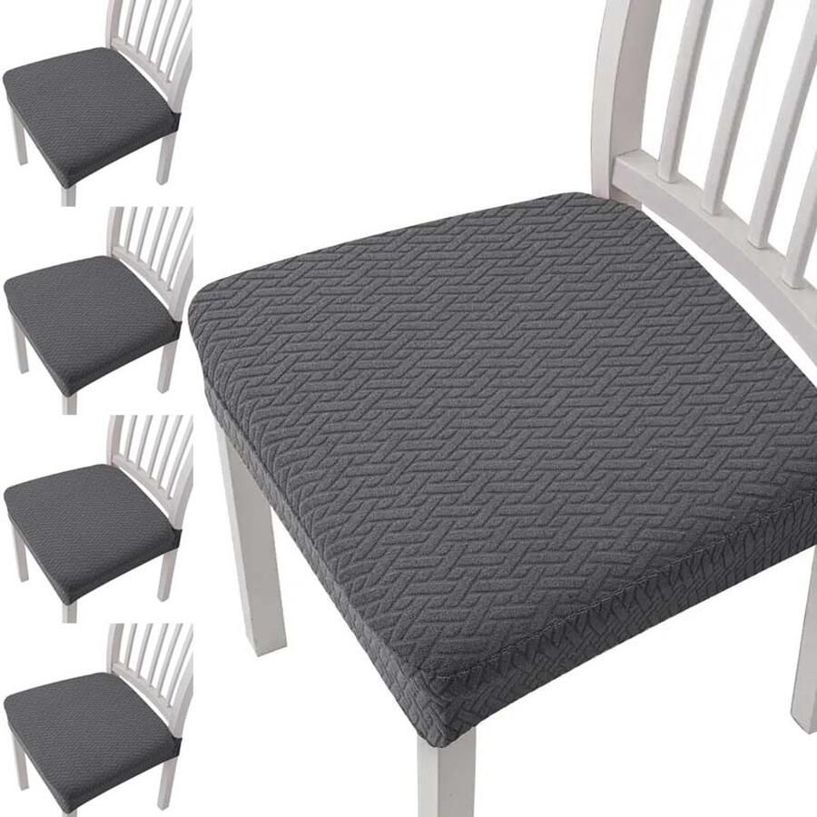 4 stoelhoezen stretchhoezen universele stoelhoezen eetkamerstoelhoezen afneembare en wasbare stoelhoezen voor eetkamer hotel en feest (donkergrijs)