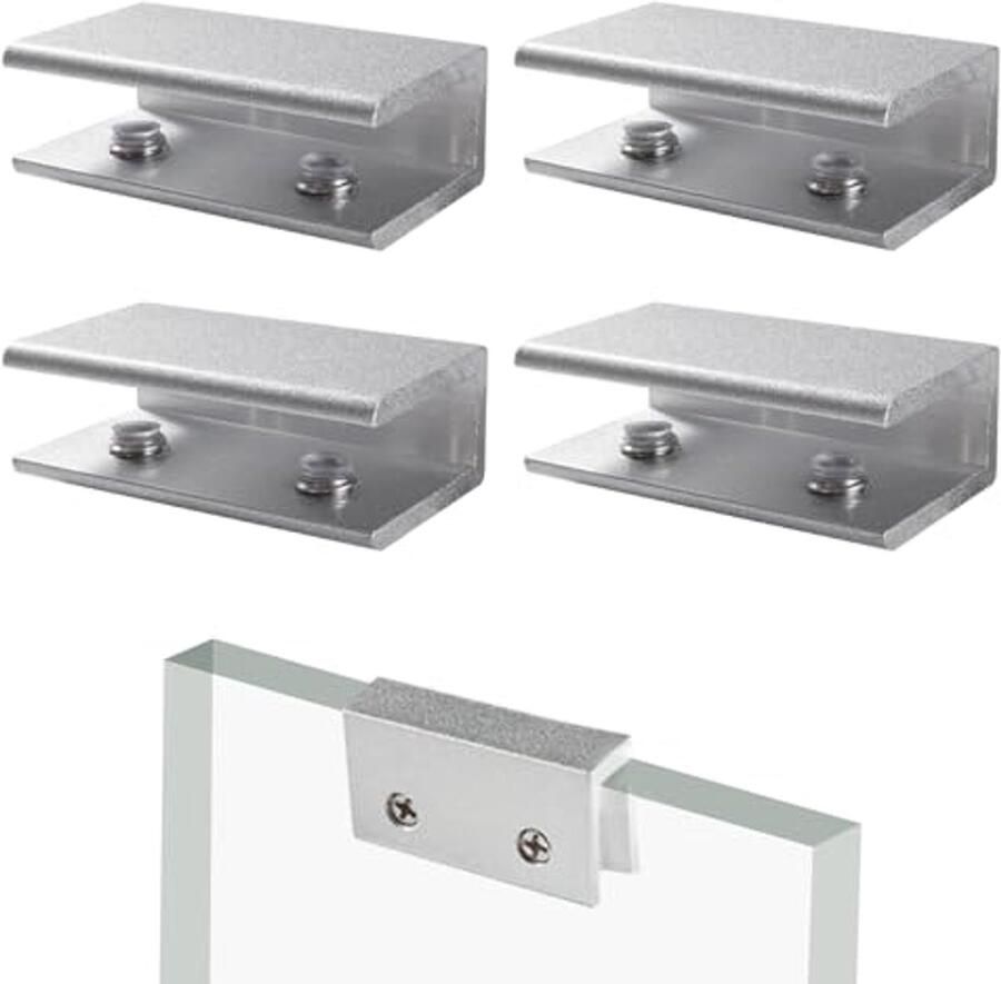 4 Stuks 11.5mm Glasklemmen Verstelbare Aluminium Glasklemhouders voor 7-10 mm Glasdikte
