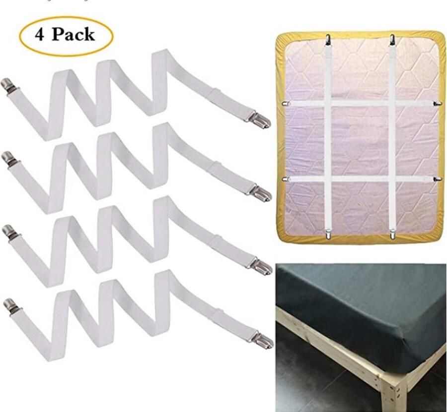 4 stuks 70-230 cm Lakenspanners Laken Clips Dekbedspanners Dekbed klemmen Bedlakenklem Lakenbretels elastische hoeslakenspanners Verstelbaar voor lakens strijkplank matras of bank
