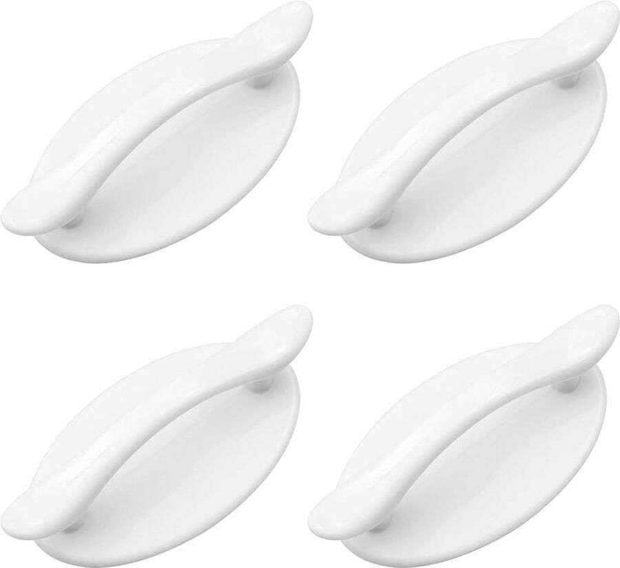 4 stuks 82 x 48 mm Witte Zelfklevende handgrepen ladegrepen voor keukenkasten handgrepen zonder boren ABS Komgreep Meubelhandvat- Hand Grepen zonder boren voor deuren en laden