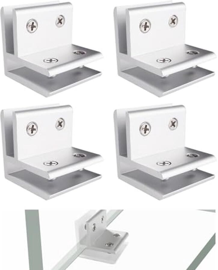 4 Stuks 8mm Glasklemmen voor 3-7 mm Glasdikte Verstelbare Aluminiumlegering Houders