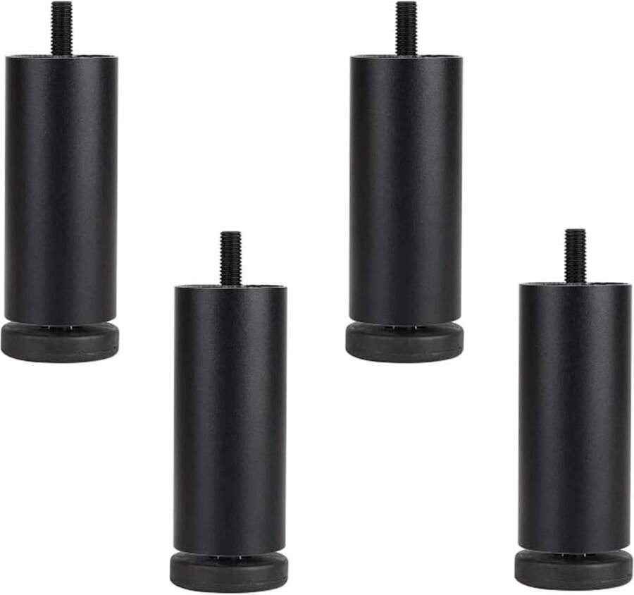 4 stuks aluminium bankvoeten meubelvoeten hoogteregelaar kast vervangende benen kast steunbenen schroefdraad meubelpoot M8 draad (zwart12cm 4 7 inch)