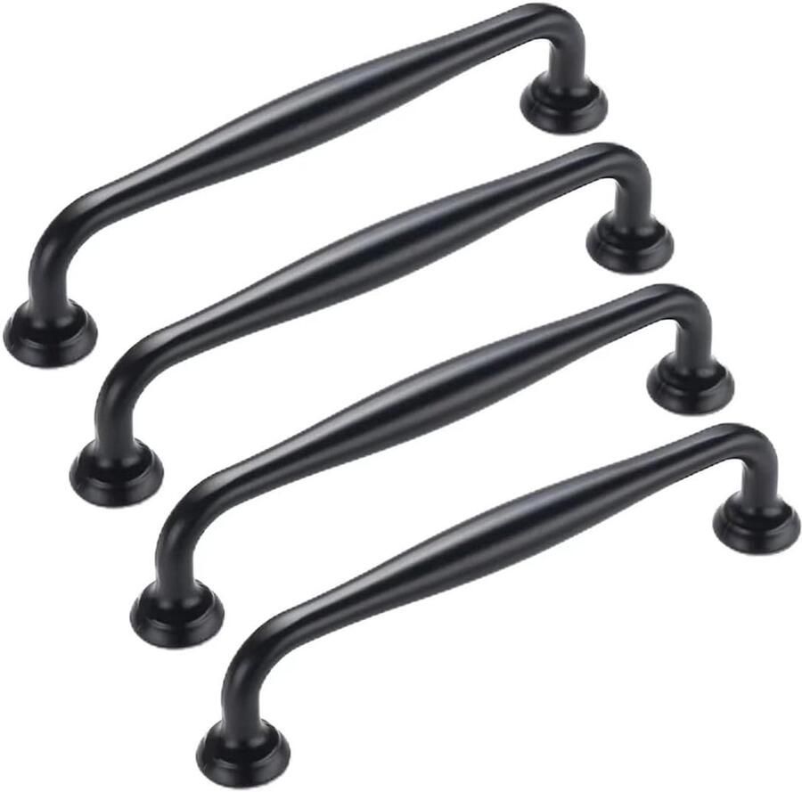 4 Stuks Aluminium Handgreep Zwart 128 mm Handvaten Badkamer Handgrepen Kast Handgreep Keukenkastjes Handgrepen voor Deurtjes kastgrepen Meubelgreep